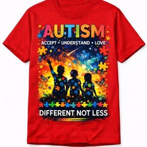 Red Autism Awareness Graphic T-Shirt
